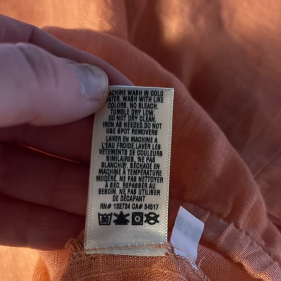 Bella Dahl Linen Cropped Neck Tie Long Sleeve Pullover Top Size Medium Beachy - Picture 9 of 9